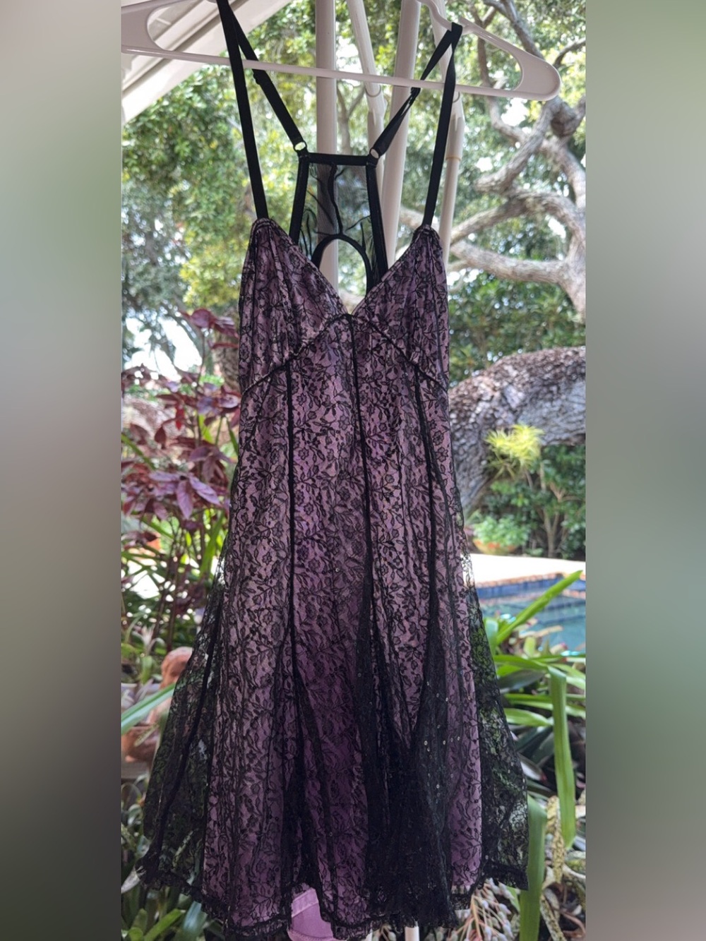 Sugar THRILLZ Black Lace Overlay Purple Slip Dress